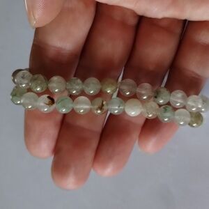 Brazilian Smoky-Green Rutilated Quartz Gemstone Bracelets, Handcrafted
